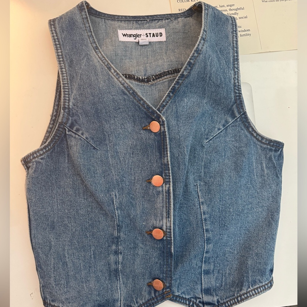 staud-wrangler denim vest